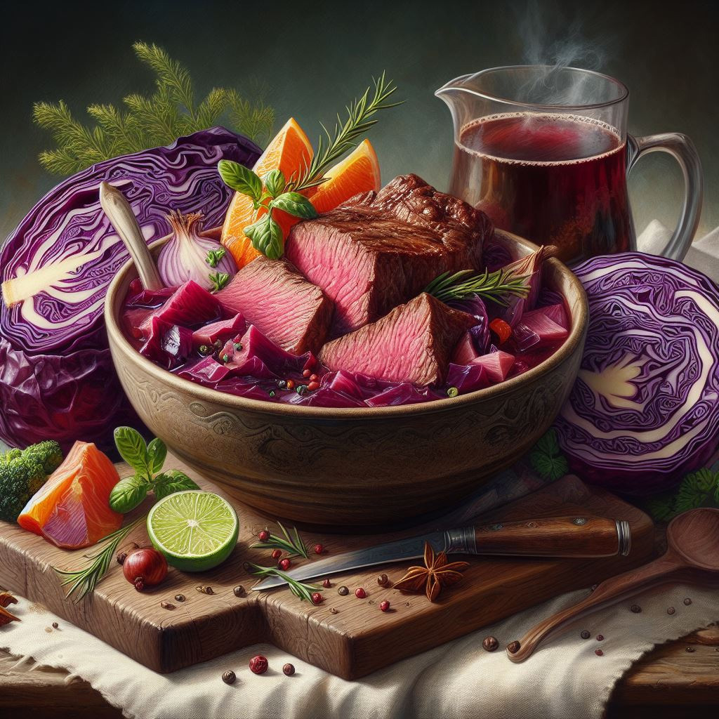 beef and red cabbage soup